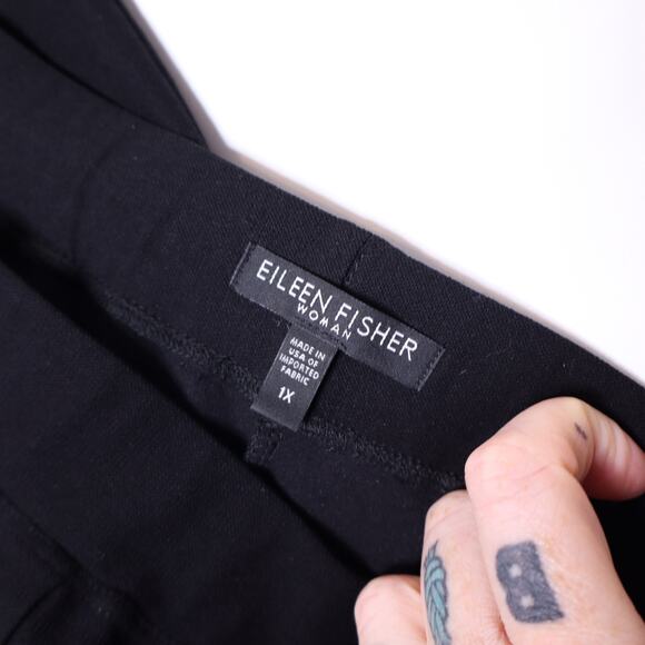 EILEEN FISHER Stretch Woven Slouchy Pant Black Relaxed Trouser Women's 1X - Picture 9 of 11